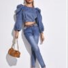 Zip Back Denim Top